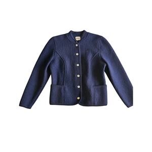 Vintage Huber wool jacket cardigan sweater sport coin button Womens 38 medium